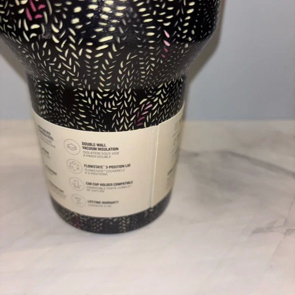 Stanley x Calia 40oz Quencher H2.0 Black Confetti Tumbler NWT - Picture 8 of 9